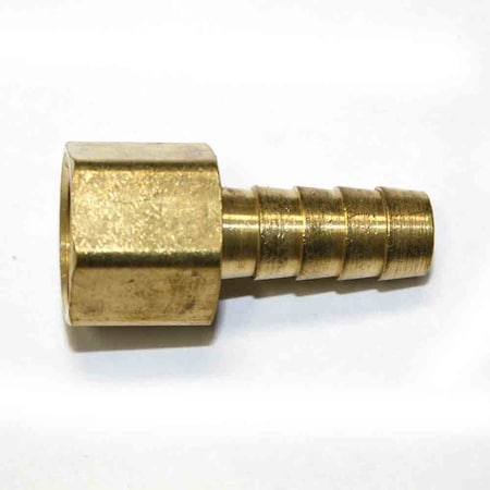 Brass Hose Fitting, Connector, 3/8 Inch Barb X 3/8 Inch Female NPT End, PK 25
